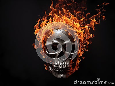 Burning Skull Halloween Design Horror Wallpaper Illustration Digital Art - ai generated Stock Photo