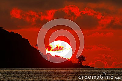 Burning Sky - Sunset In Papua New Guinea Stock Photo