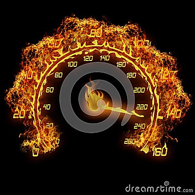 Burning speedometer Cartoon Illustration