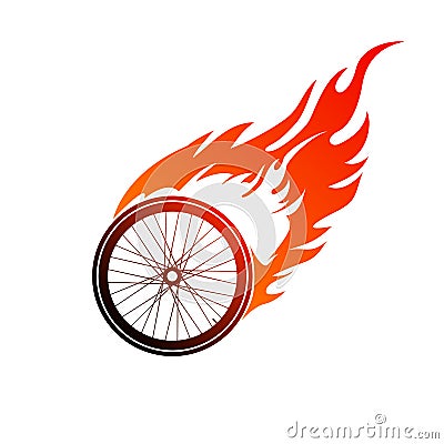 Burning symbol of a bicycle wheel Vector Illustration