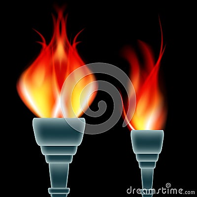 Burning Torch Set Vector Illustration