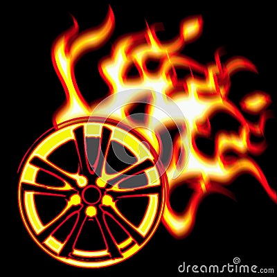 Burning wheel Stock Photo