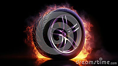 Burning wheel. Generative AI Stock Photo