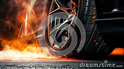 Burning wheel. Generative AI Stock Photo