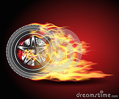 Burning wheel Vector Illustration