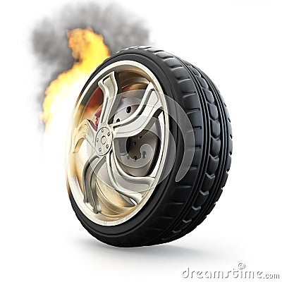 Burning wheel Stock Photo