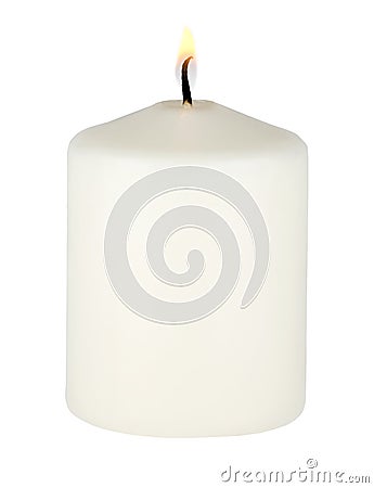Burning white candle Stock Photo