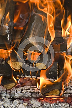 Burning wood Stock Photo