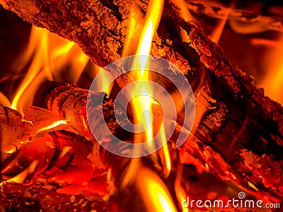 Burning wood Stock Photo