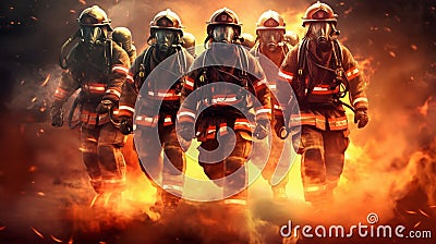 Burning Zeal: Firemen's Dynamic Gear Stock Photo