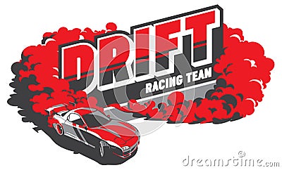 Burnout car, Japanese drift sport, Street racing Vector Illustration