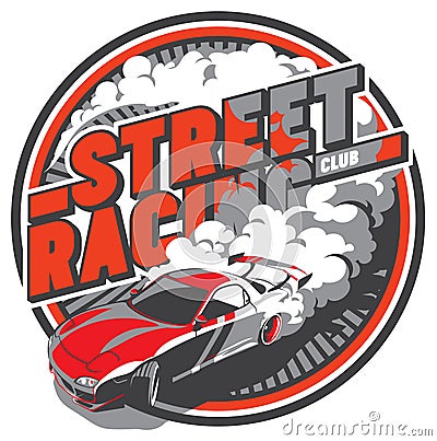 Burnout car, Japanese drift sport, Street racing Vector Illustration