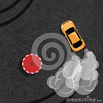 Burnout car, Japanese drift sport car, Street racing, racing team, turbocharger, tuning. Vector illustration for sticker, poster o Cartoon Illustration