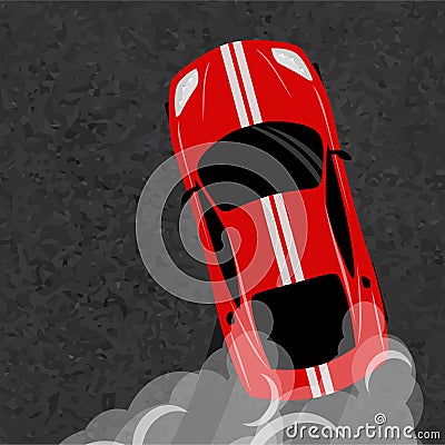 Burnout car, Japanese drift sport car, Street racing, turbocharger, tuning. Vector illustration for sticker. Vector Illustration