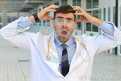 Burnout doctor suffering a stress disorder Stock Photo