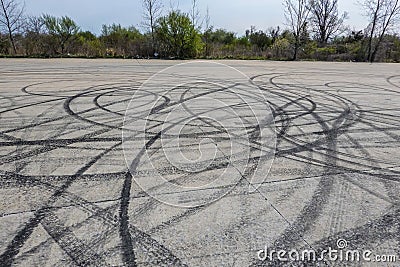 Burnout Drifting Car Tire Marks Stock Photo