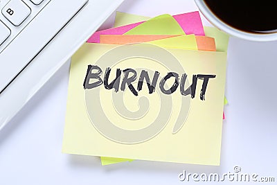 Burnout ill illness stress stressed at work business desk Stock Photo