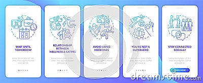 Burnout recovery blue gradient onboarding mobile app screen Vector Illustration