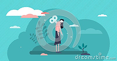 Burnout vector illustration. Low energy fatigue mother tiny persons concept Vector Illustration