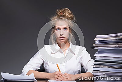 Burnout and work backlog Stock Photo