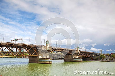 Burnside drawbridge in Portland, Oregon Stock Photo