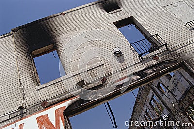 Burnt building Stock Photo