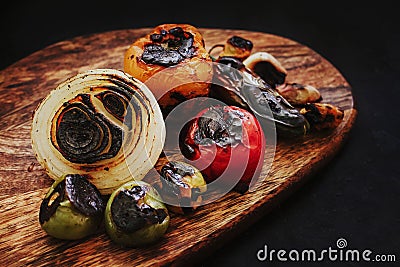 Burnt chilies for a mexican sauce spicy food in mexico Stock Photo