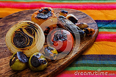 Burnt chilies for a mexican sauce spicy food in mexico Stock Photo