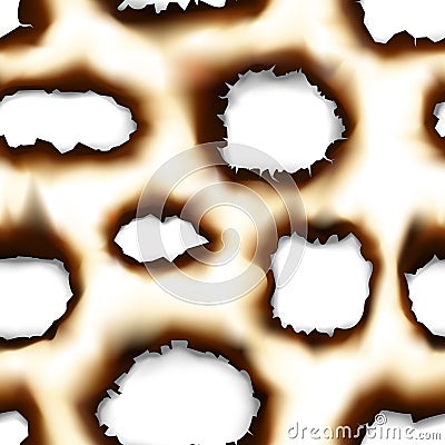 Burnt faded holes piece burned paper seamless pattern background vector illustration Vector Illustration