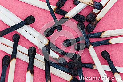 Burnt Matches Stock Photo