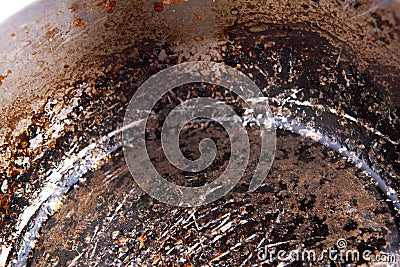 The burnt pan scorching fat close up Stock Photo