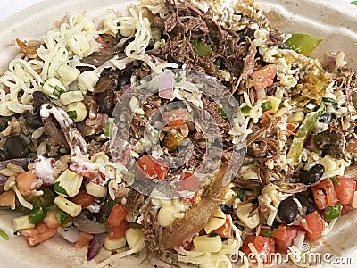 Burrito Bowl Mexican Food Carry Out Stock Photo
