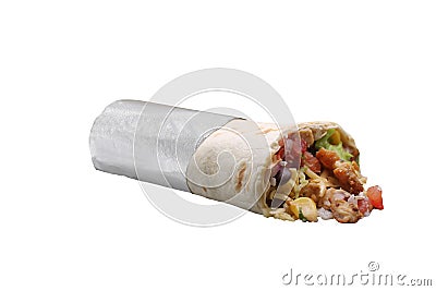 Burrito classic with chicken meat and fresh salsa Stock Photo