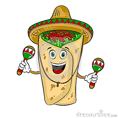 Burrito and maraca pop art vector illustration Vector Illustration