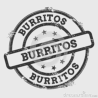 Burritos rubber stamp on white. Vector Illustration