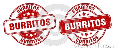 Burritos stamp. burritos label. round grunge sign Vector Illustration