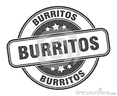 burritos stamp. burritos round grunge sign. Vector Illustration