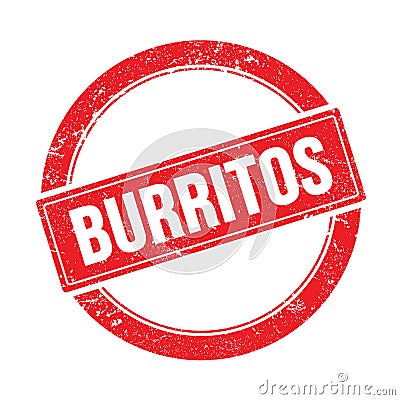 BURRITOS text on red grungy round stamp Stock Photo