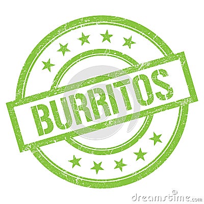 BURRITOS text written on green vintage stamp Stock Photo