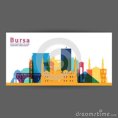 Bursa colorful architecture vector illustration Vector Illustration