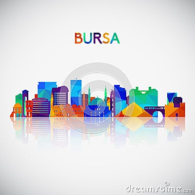 Bursa skyline silhouette in colorful geometric style. Vector Illustration