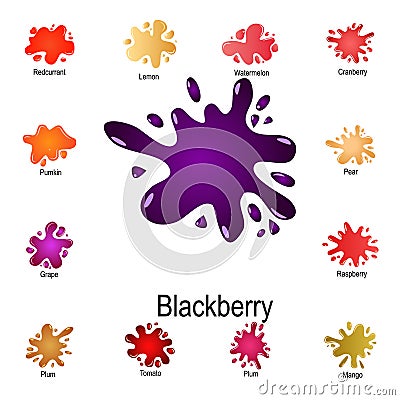 burst of blackberry juice icon. Detailed set of color splash. Premium graphic design. One of the collection icons for websites, Stock Photo