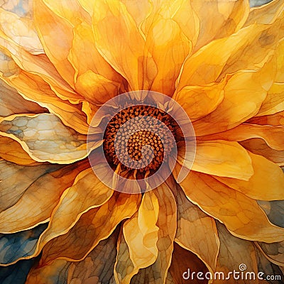 Burst of Sunshine: A Close-up of a Golden Sunflower Petal Stock Photo