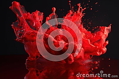 bursted crimson red paint splashes Stock Photo