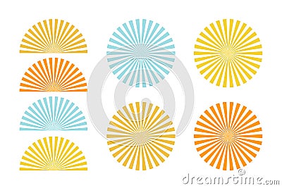 Bursting rays sunrise. Radial sun burst vector illustration Cartoon Illustration