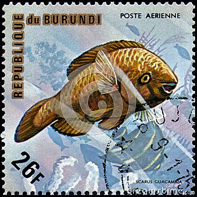 BURUNDI - CIRCA 1974: postage stamp, printed in Burundi, shows a Editorial Stock Photo