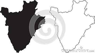 Burundi Map. Black silhouette country map isolated on white background. Black outline on white background. Vector file Vector Illustration