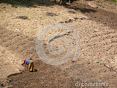 Burundian Woman Hoeing Field Editorial Stock Photo