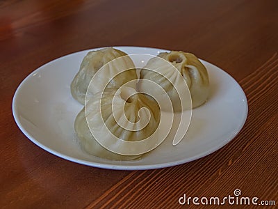 Buryat delicious buuz on a plate Stock Photo