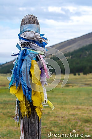 Buryat traditional pillars Stock Photo